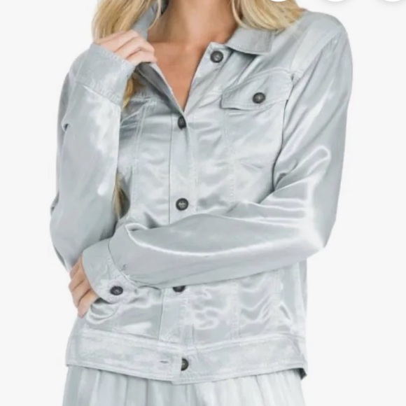 Hard Tail Jackets & Blazers - Hard Tail Forever Silver Satin Rayon Lightweight Jacket